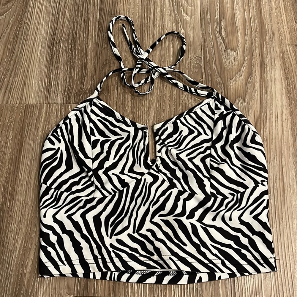 Medium zebra striped crop top